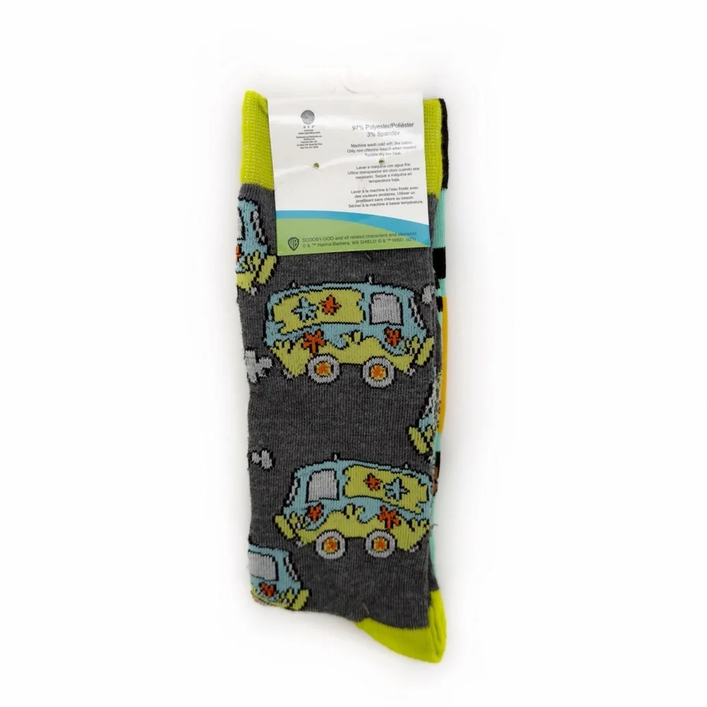 Scooby Doo Crew Socks Mens Womens Fun Gift Mystery Machine Van 2 Pairs NWT New
